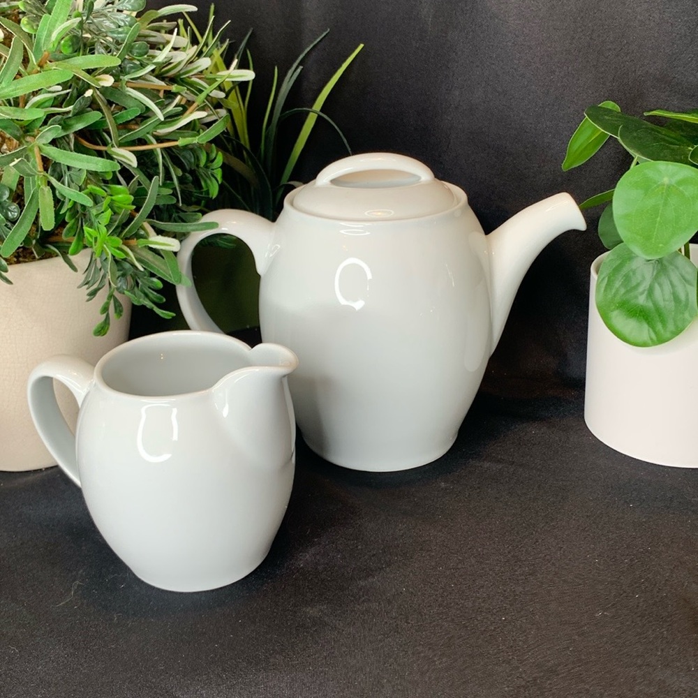 WHITE by Denby teapot and creamer set